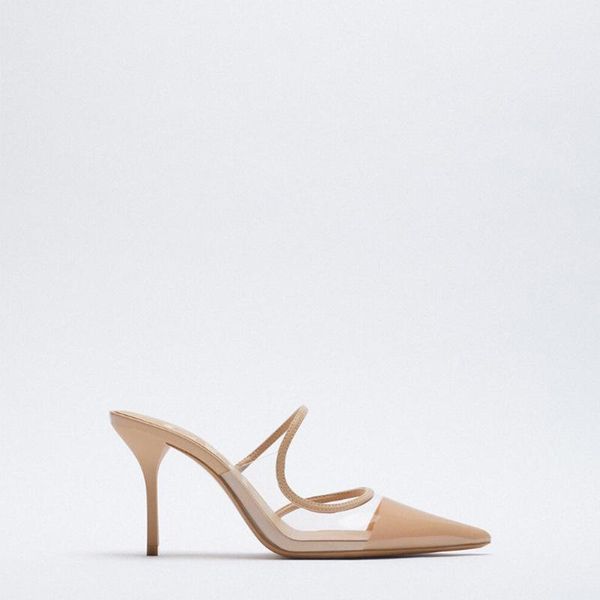 slippers women's shoes spring nude color pvc transparent pointed toe temperament patent leather stitching shallow mouth stiletto sandal, Black
slippers women's shoes spring nude color pvc transparent pointed toe temperament patent leather stitching shallow mouth stiletto sandal, Black