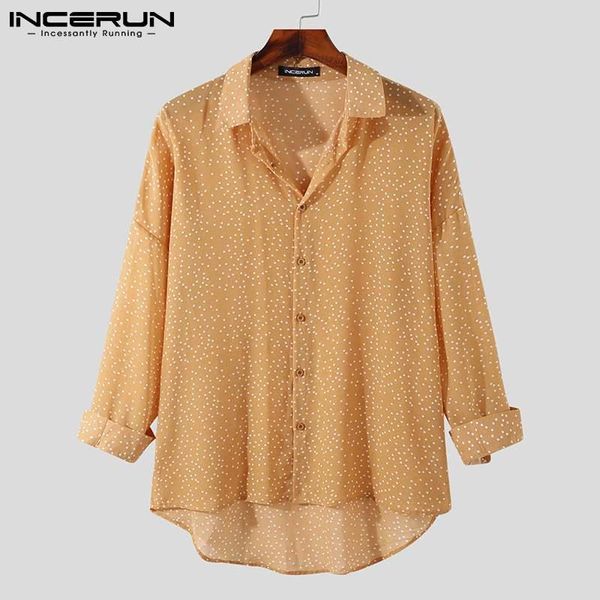 men's casual shirts men shirt polka dot print lapel long sleeve streetwear thin irregular breathable 2021 loose camisas hombre incerun, White;black
men's casual shirts men shirt polka dot print lapel long sleeve streetwear thin irregular breathable 2021 loose camisas hombre incerun, White;black