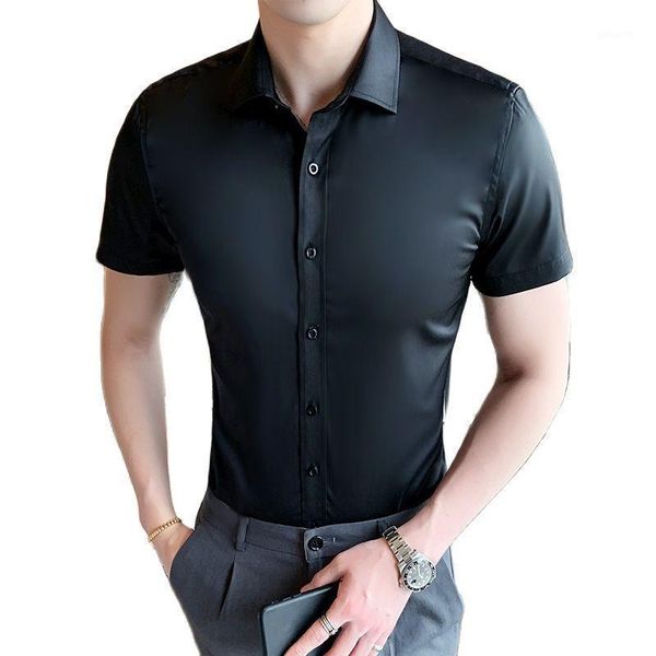 british style solid shirt men short sleeve fashion 2021 pure color slim fit shirts business formal wear 4xl 5xl men's casual, White;black
british style solid shirt men short sleeve fashion 2021 pure color slim fit shirts business formal wear 4xl 5xl men's casual, White;black