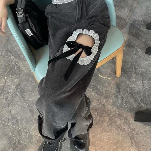 women's jeans gothic high waist denim pants women chic ruffles lace up broken hole wide leg female harajuku y2k straight trousers, Blue
women's jeans gothic high waist denim pants women chic ruffles lace up broken hole wide leg female harajuku y2k straight trousers, Blue