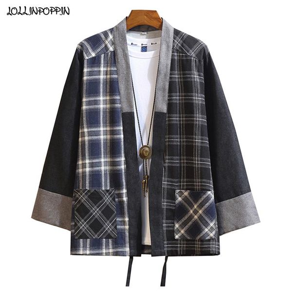 men's jackets japan style men plaid kimono jacket mens thin coat 2021 spring checkered man patchwork cotton & linen outerwear, Black;brown
men's jackets japan style men plaid kimono jacket mens thin coat 2021 spring checkered man patchwork cotton & linen outerwear, Black;brown
