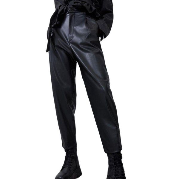 women's pants & capris 2021 fashion autumn winter women high waist black faux leather lady pu loose pencil trousers elegant pocket stre, Black;white
women's pants & capris 2021 fashion autumn winter women high waist black faux leather lady pu loose pencil trousers elegant pocket stre, Black;white