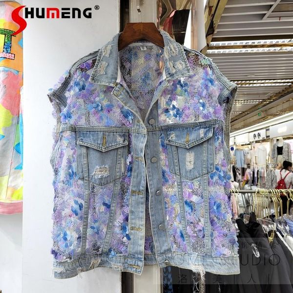women's vests korean fashion women sleeveless sequin stitching hollow out denim vest female 2021 loose thin jeans jacket cropped waistc, Black;white
women's vests korean fashion women sleeveless sequin stitching hollow out denim vest female 2021 loose thin jeans jacket cropped waistc, Black;white