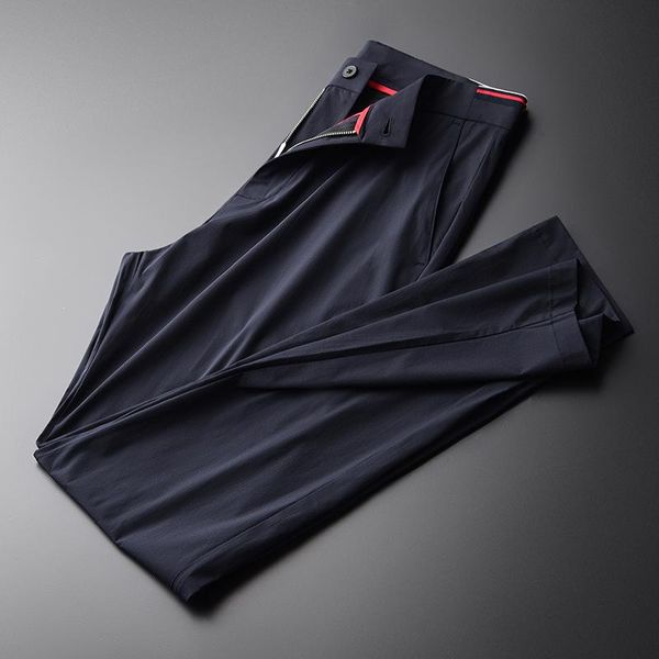 men's pants 2021 summer thin male rib edge solid color silky casual mens fashion slim fit ventilate trouser, Black
men's pants 2021 summer thin male rib edge solid color silky casual mens fashion slim fit ventilate trouser, Black