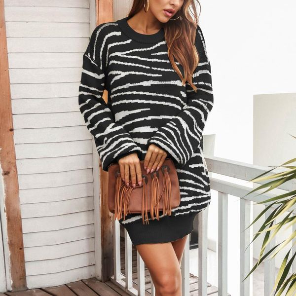 casual dresses 2021 women zebra stripe print mini dress round neck long sleeve sweater autumn ladies comfy loose #t2g, Black;gray
casual dresses 2021 women zebra stripe print mini dress round neck long sleeve sweater autumn ladies comfy loose #t2g, Black;gray