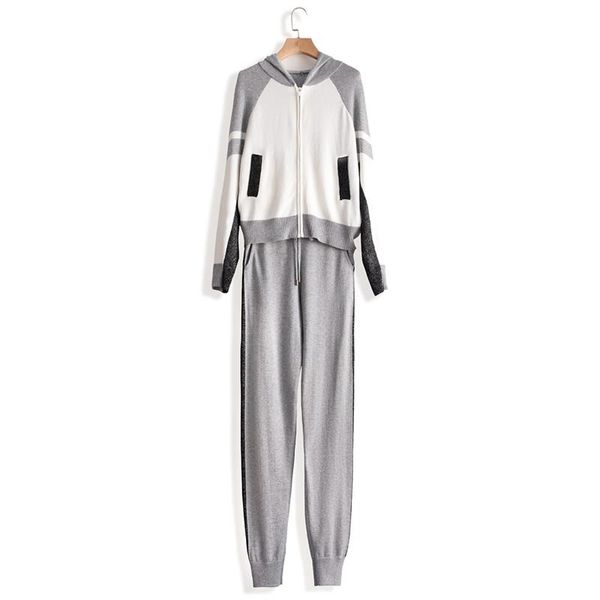 2021 new womens knitted suit color matching tracksuit women winter fashion hooded sweater feet pants cashmere knit two-piece, White
2021 new womens knitted suit color matching tracksuit women winter fashion hooded sweater feet pants cashmere knit two-piece, White