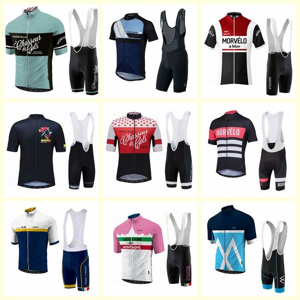 Image of 2021 new hot Morvelo Cycling Short Sleeves jersey bib shorts Breathable sport wear cycling clothes Bicycle Clothing summer MTB Bike F60203