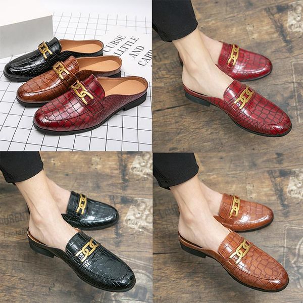 crocodile pattern leather men slippers metal buckle beach slipper mules black brown red classic sandals large size 38-47
crocodile pattern leather men slippers metal buckle beach slipper mules black brown red classic sandals large size 38-47