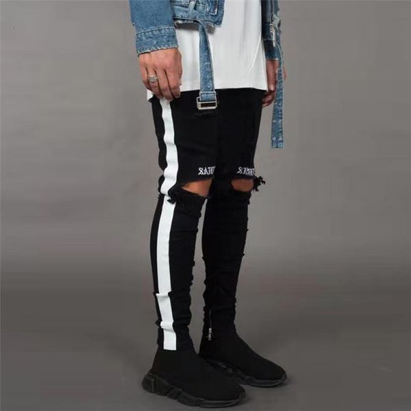 2021 new ripped men's streetwear denim embroidery cotton straight hole pocket trouser distressed jeans pencil pant trousers qqfy, Black
2021 new ripped men's streetwear denim embroidery cotton straight hole pocket trouser distressed jeans pencil pant trousers qqfy, Black