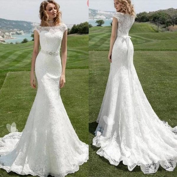 other wedding dresses mermaid beaded belt long bridal lace dress boat neckline cap sleeve garden country boho1, White
other wedding dresses mermaid beaded belt long bridal lace dress boat neckline cap sleeve garden country boho1, White