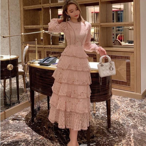 casual dresses summer lace flower embroidery long cake dress women a-line sleeve six layers ruffles runway elegant party a383, Black;gray
casual dresses summer lace flower embroidery long cake dress women a-line sleeve six layers ruffles runway elegant party a383, Black;gray