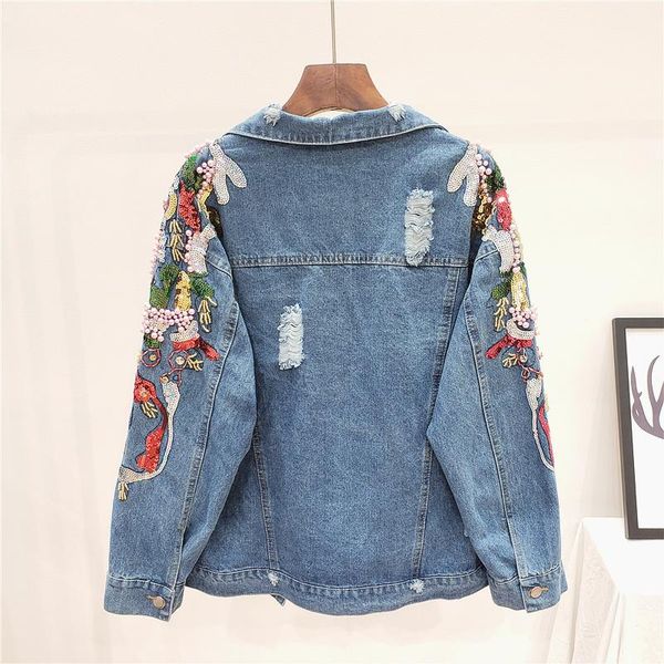 women's jackets loose embroidery sleeve beading sequin denim jacket women street hip-hop frayed single breasted short coat female blue, Black;brown
women's jackets loose embroidery sleeve beading sequin denim jacket women street hip-hop frayed single breasted short coat female blue, Black;brown
