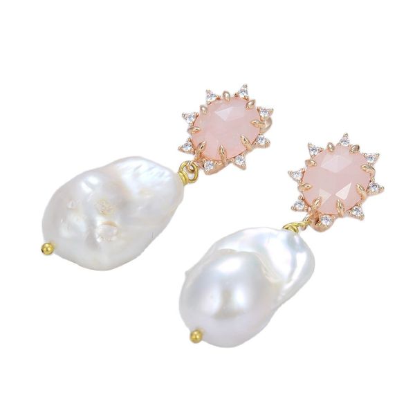 guaiguai jewelry cultured white keshi baroque pearl rose quartzs pave stud earrings cute style handmade for women real gems stone lady fashi, Silver
guaiguai jewelry cultured white keshi baroque pearl rose quartzs pave stud earrings cute style handmade for women real gems stone lady fashi, Silver