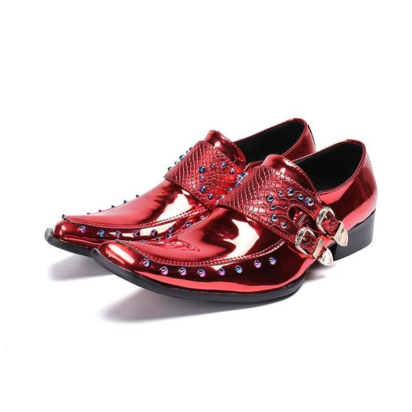 dress shoes style bright surface red wedding fashion pointed toe rivets double buckle oxfords business casual, Black
dress shoes style bright surface red wedding fashion pointed toe rivets double buckle oxfords business casual, Black