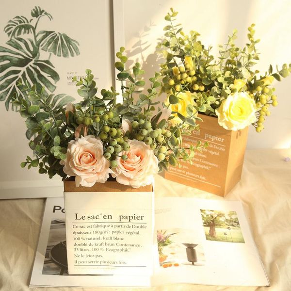 ins eucalyptus rose bouquet simulation flowers bride bouquet for wedding home decoration fake flowers high quality
ins eucalyptus rose bouquet simulation flowers bride bouquet for wedding home decoration fake flowers high quality