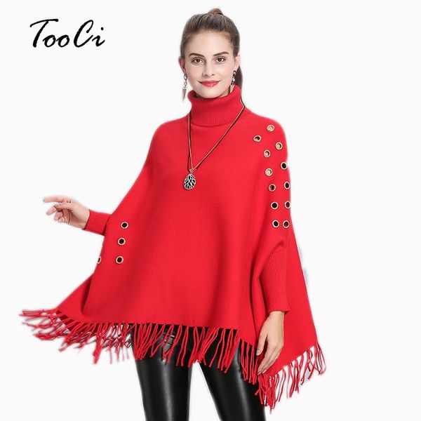 women's sweaters 2021 fashion design style women high collar red poncho pullover for female cotton knitted tassel warm winter shawl cap, White;black
women's sweaters 2021 fashion design style women high collar red poncho pullover for female cotton knitted tassel warm winter shawl cap, White;black