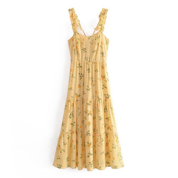 casual dresses women elegant lemon print spaghetti strap summer yellow long dress chic girl back elastic high waist streetwear, Black;gray
casual dresses women elegant lemon print spaghetti strap summer yellow long dress chic girl back elastic high waist streetwear, Black;gray
