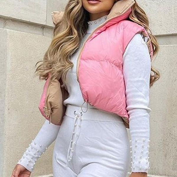 women's vests pink ladies sweet cute reversible zipper keep warm outcoat waistcoat stand-up collar panelled fashion street pdded vest c, Black;white
women's vests pink ladies sweet cute reversible zipper keep warm outcoat waistcoat stand-up collar panelled fashion street pdded vest c, Black;white
