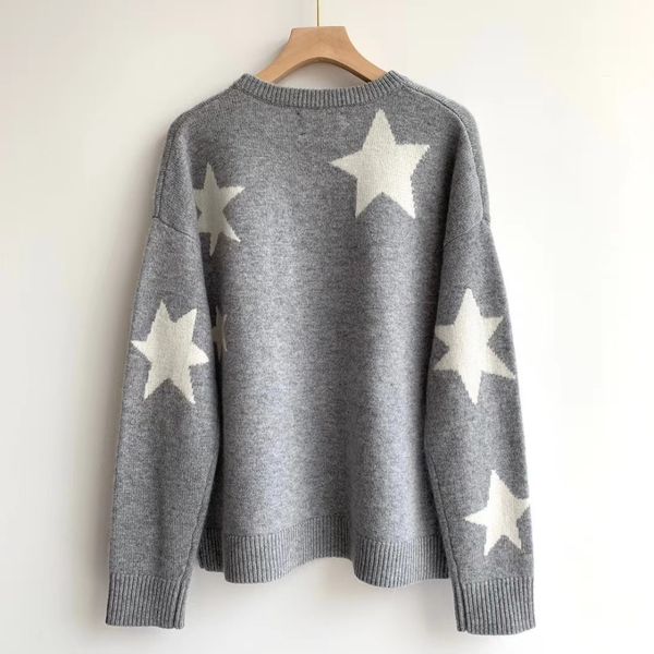 2021 stars print sweater women casual 100% cashmere long sleeve knit new 6xhg, White;black
2021 stars print sweater women casual 100% cashmere long sleeve knit new 6xhg, White;black