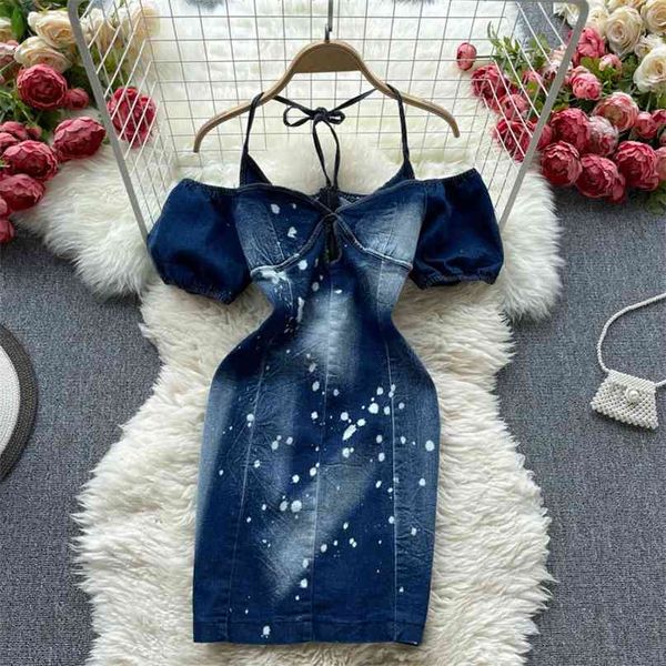 chic denim dress women fashion summer bow tied halter off-shoulder short sleeve print high waist slim mini party jeans 210603, Black;gray
chic denim dress women fashion summer bow tied halter off-shoulder short sleeve print high waist slim mini party jeans 210603, Black;gray