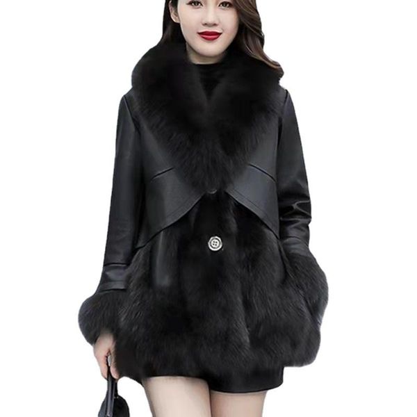 women's fur & faux winter black luxury imitate splicing pu leather jackets woman single-breasted thick warm coat female ladies short pa
women's fur & faux winter black luxury imitate splicing pu leather jackets woman single-breasted thick warm coat female ladies short pa