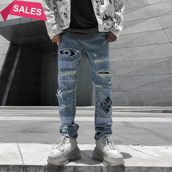 hole frayed mens hip hop washed streetwear denim tactical pants patchwork hombre ripped jeans for men, Blue
hole frayed mens hip hop washed streetwear denim tactical pants patchwork hombre ripped jeans for men, Blue