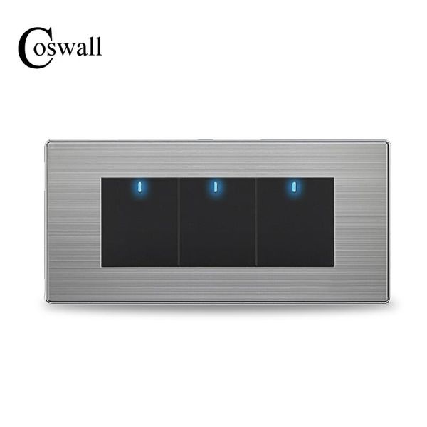 smart home control coswall 3 gang 2 way light switch switched with led indicator pass through on / off wall stainless steel panel 154* 72mm
smart home control coswall 3 gang 2 way light switch switched with led indicator pass through on / off wall stainless steel panel 154* 72mm