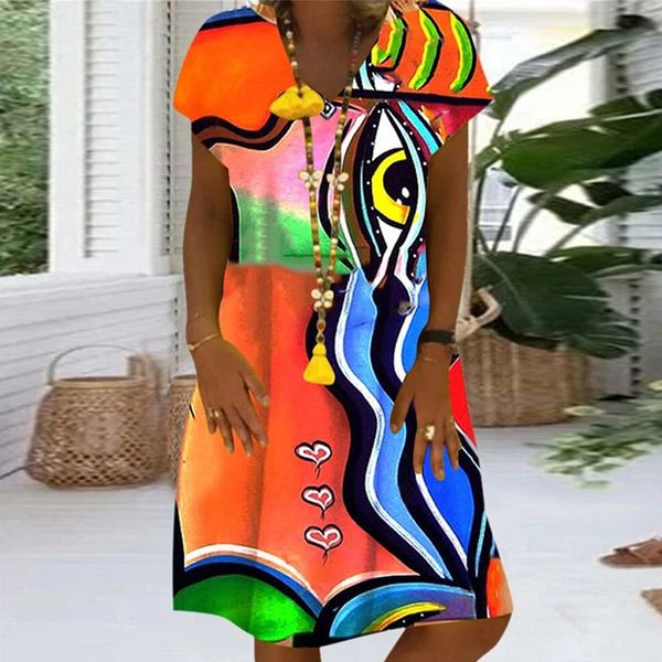 summer new casual short sleeve loose dresses retro print v neck women party dress elegant female a-line dress vestidos 5xl, Black;gray
summer new casual short sleeve loose dresses retro print v neck women party dress elegant female a-line dress vestidos 5xl, Black;gray