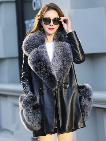 women's leather & faux sheepskin jacket real fur collar female jackets 90% white duck down coats chaqueta zjt599, Black
women's leather & faux sheepskin jacket real fur collar female jackets 90% white duck down coats chaqueta zjt599, Black