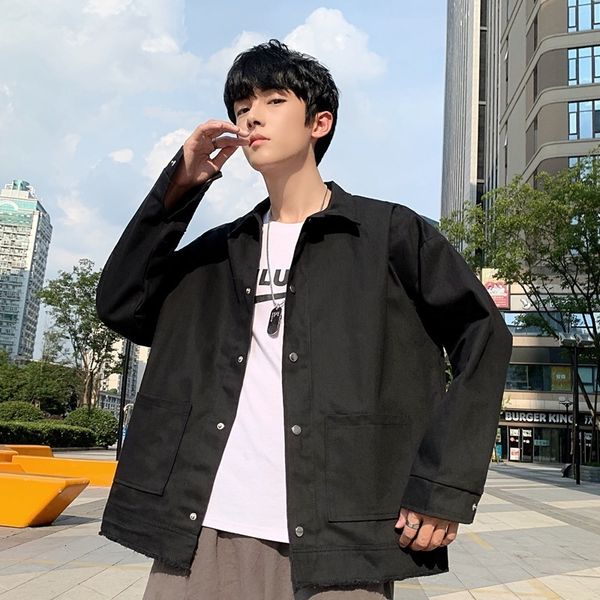 ins tooling coat men's korean fashion versatile chic spring and autumn ruffian cool brand jacket, Black;brown
ins tooling coat men's korean fashion versatile chic spring and autumn ruffian cool brand jacket, Black;brown