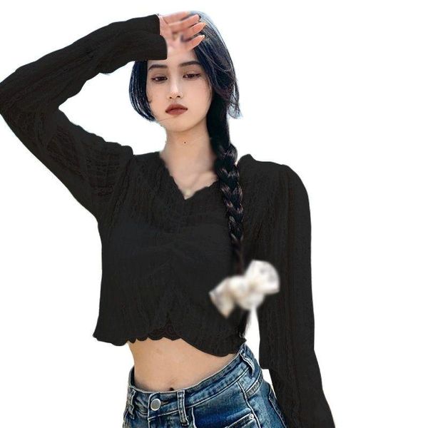women's t-shirt 2021 summer korean style mesh shirt lace hollow out long sleeve transparent for women, White
women's t-shirt 2021 summer korean style mesh shirt lace hollow out long sleeve transparent for women, White