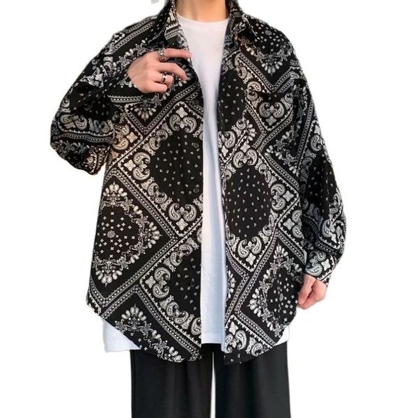 men's casual shirts black bandana shirt men hiphop turn-down collar streetwear men's long sleeve 2021 autumn, White;black
men's casual shirts black bandana shirt men hiphop turn-down collar streetwear men's long sleeve 2021 autumn, White;black