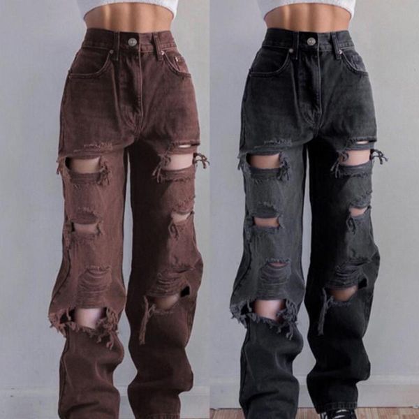 women's jeans ripped denim pants distressed straight trousers button closure high waist for daily wear, Blue
women's jeans ripped denim pants distressed straight trousers button closure high waist for daily wear, Blue