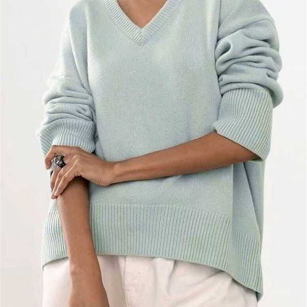 

wixra v neck sweater pullover femme jumper korean fashion ladies solid knitwear autumn winter 211215, White;black
