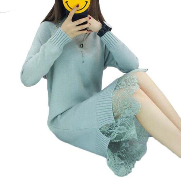 casual dresses women knitted sweater dress 2021 fashion lace stitching long-sleeved half-collar warm bottoming clothing ac806, Black;gray
casual dresses women knitted sweater dress 2021 fashion lace stitching long-sleeved half-collar warm bottoming clothing ac806, Black;gray