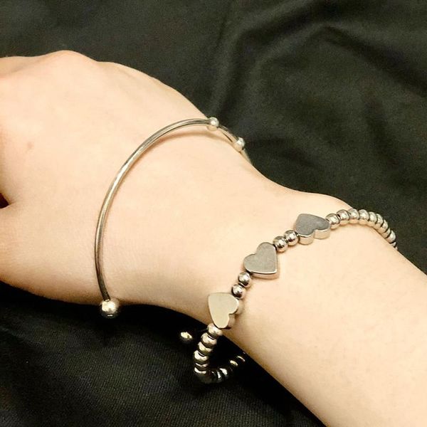 link, chain vintage harajuku heart metal couple bracelets fashion friendship women's accessories jewelry no color loss, Black
link, chain vintage harajuku heart metal couple bracelets fashion friendship women's accessories jewelry no color loss, Black