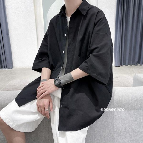 men's casual shirts summer short-sleeved shirt fashion gray blue black white men korean loose mens dress -2xl, White;black
men's casual shirts summer short-sleeved shirt fashion gray blue black white men korean loose mens dress -2xl, White;black