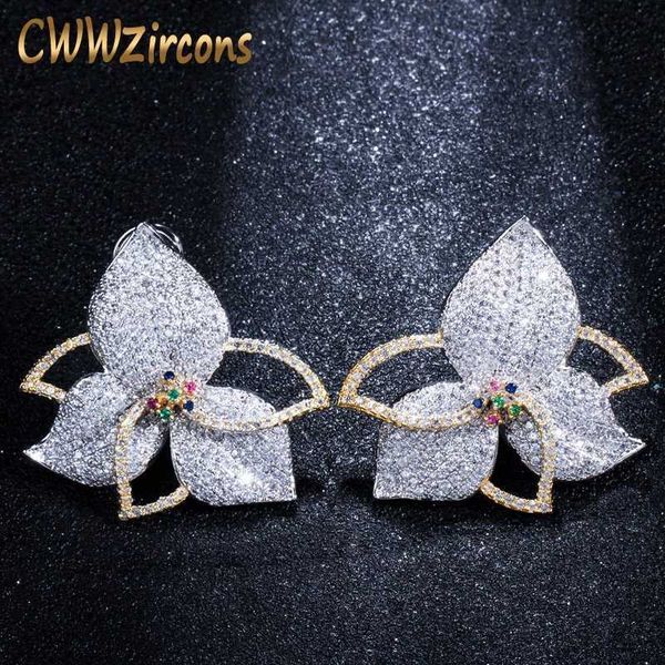 two tones full micro pave cubic zirconia stones geometric big luxury cz flower earrings for women jewelry cz419 210714, Golden;silver
two tones full micro pave cubic zirconia stones geometric big luxury cz flower earrings for women jewelry cz419 210714, Golden;silver