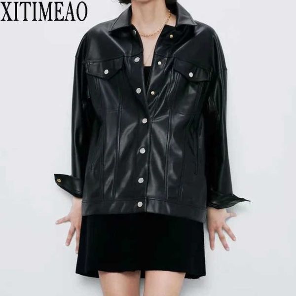 za women spring autumn black faux leather jackets single breasted basic coat turn-down collar motor biker jacket 210602, Black;brown
za women spring autumn black faux leather jackets single breasted basic coat turn-down collar motor biker jacket 210602, Black;brown
