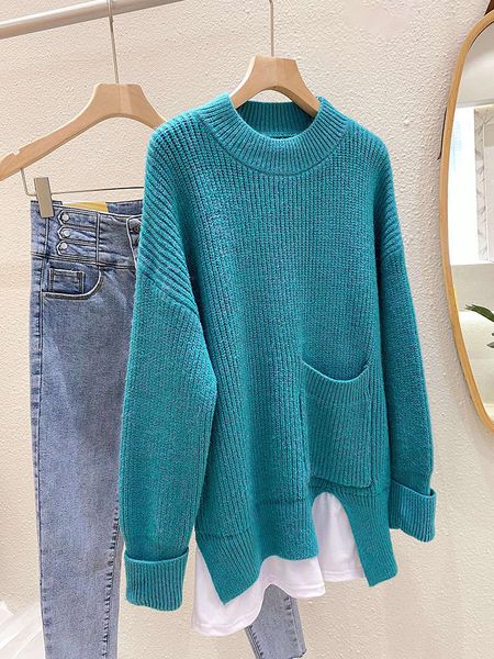 fake two-piece sweater women's pullover thickened new autumn winter 2020 versatile loose and lazy style jacket, White;black
fake two-piece sweater women's pullover thickened new autumn winter 2020 versatile loose and lazy style jacket, White;black