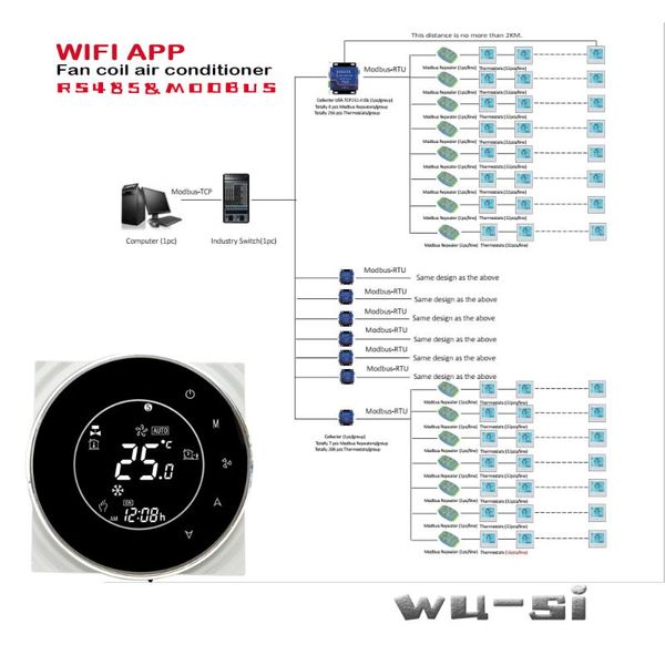 smart home control tuya wifi air conditioner thermostat with rs485 modbus rtu communication,2p/4p for heat/cool,works google 95-240vac
smart home control tuya wifi air conditioner thermostat with rs485 modbus rtu communication,2p/4p for heat/cool,works google 95-240vac
