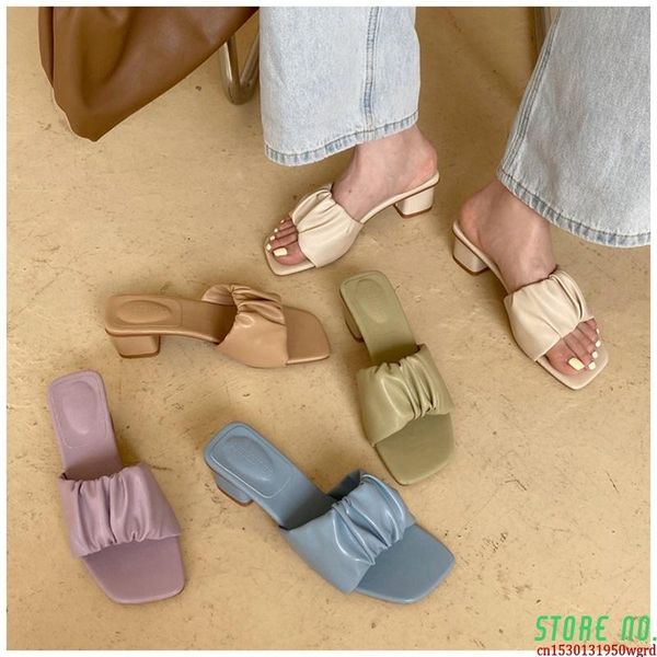 slippers 2021 fashion pleated womens summer outdoor dress sandal square low heel shoes open toe slides ladies flip flop, Black
slippers 2021 fashion pleated womens summer outdoor dress sandal square low heel shoes open toe slides ladies flip flop, Black