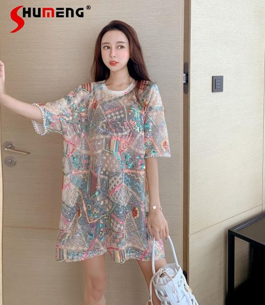 women's t-shirt 2021 summer fashion european large sequins ladies women short sleeve shiny see-through o-neck pullover tees, White
women's t-shirt 2021 summer fashion european large sequins ladies women short sleeve shiny see-through o-neck pullover tees, White