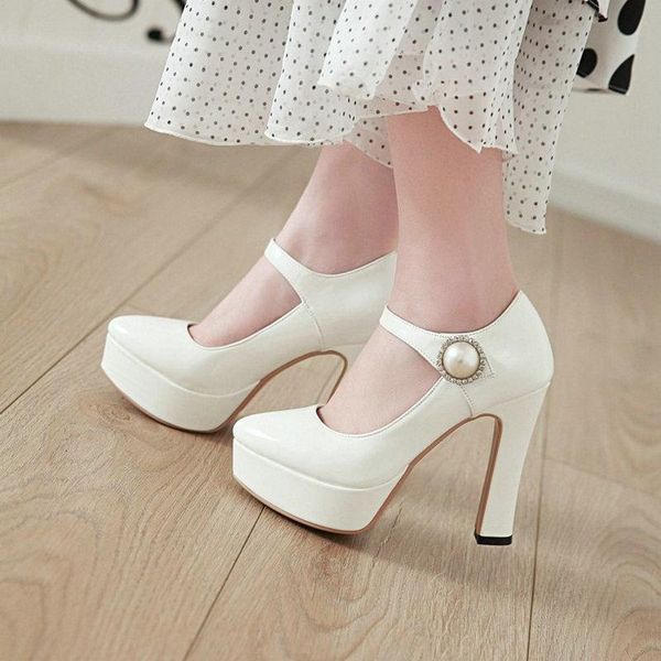 dress shoes sianie tianie patent pu leather pointed toe white red pearls buckle strap platform woman wedding office mary janes heels, Black
dress shoes sianie tianie patent pu leather pointed toe white red pearls buckle strap platform woman wedding office mary janes heels, Black