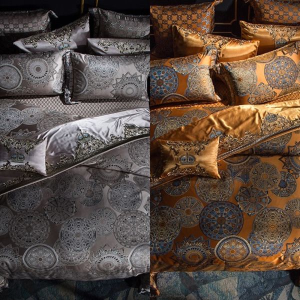 luxury bedding set king size golden silver satin cotton bed set doona duvet cover bed sheet set juego de cama linge de lit c0223
luxury bedding set king size golden silver satin cotton bed set doona duvet cover bed sheet set juego de cama linge de lit c0223