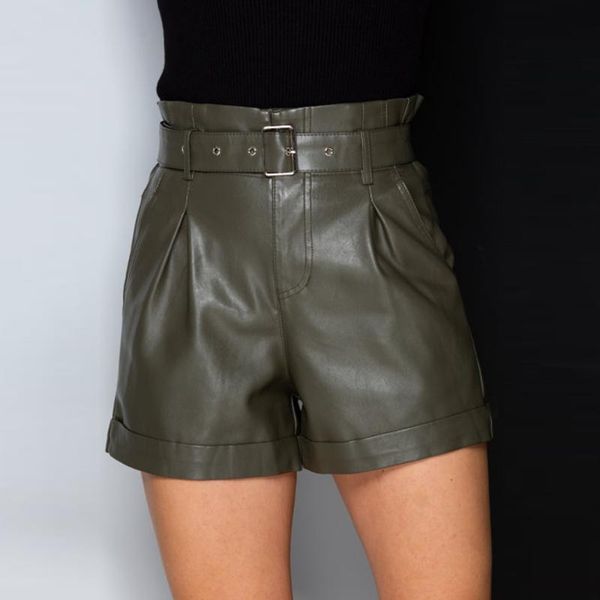 women's shorts shyloli high waist pu leather fashion solid color belt spring autumn skinny work party wear female 2021, White;black
women's shorts shyloli high waist pu leather fashion solid color belt spring autumn skinny work party wear female 2021, White;black