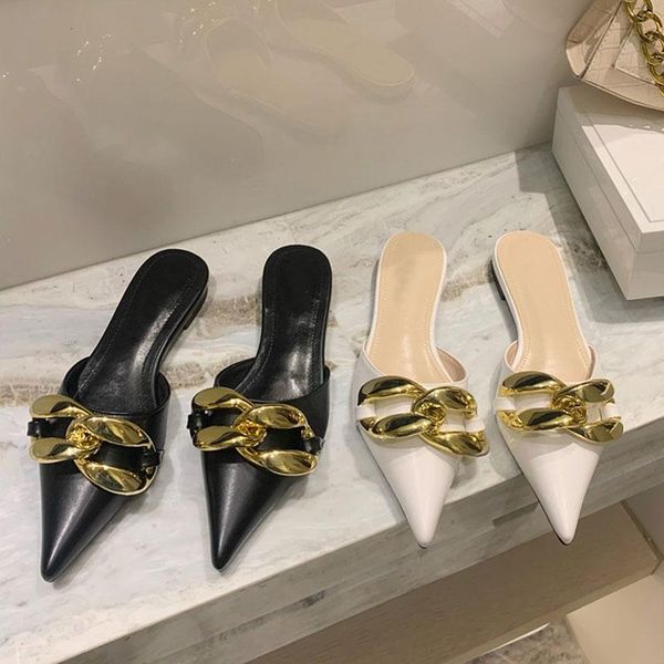 slippers summer women fashion big gold chain sandals shoes pointed toe slip on mules flat heels casual slides flip, Black
slippers summer women fashion big gold chain sandals shoes pointed toe slip on mules flat heels casual slides flip, Black