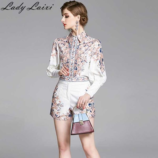 runway designer casual holiday vacation shorts set women's long sleeve print blouses + two pieces suit 210529, White
runway designer casual holiday vacation shorts set women's long sleeve print blouses + two pieces suit 210529, White