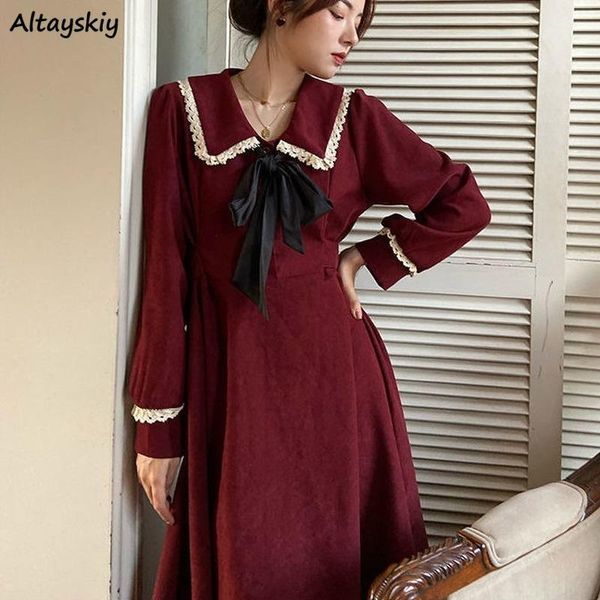 casual dresses dress womens elegant ladies sailor collar bow knot retro french korean style high waist a-line female quality chic, Black;gray
casual dresses dress womens elegant ladies sailor collar bow knot retro french korean style high waist a-line female quality chic, Black;gray