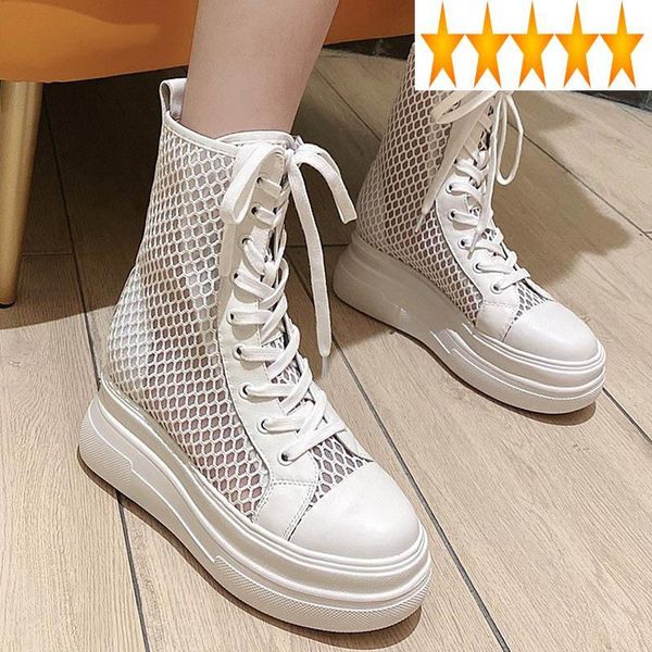 sandals women white mesh hollow fashion out high boots lace up thick platform genuine leather patchwork streetwear, Black
sandals women white mesh hollow fashion out high boots lace up thick platform genuine leather patchwork streetwear, Black